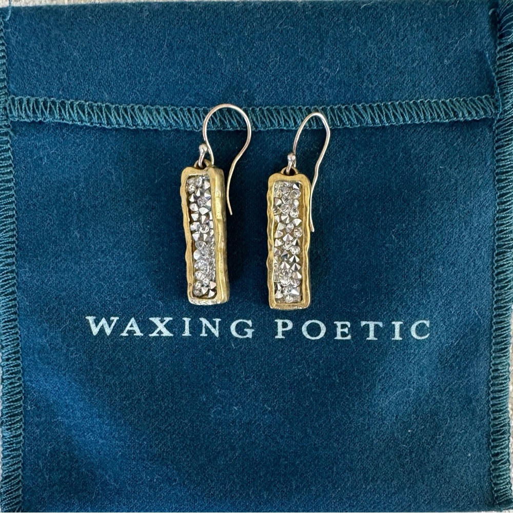 Waxing Poetic Gold and Silver Rectangular Earrings